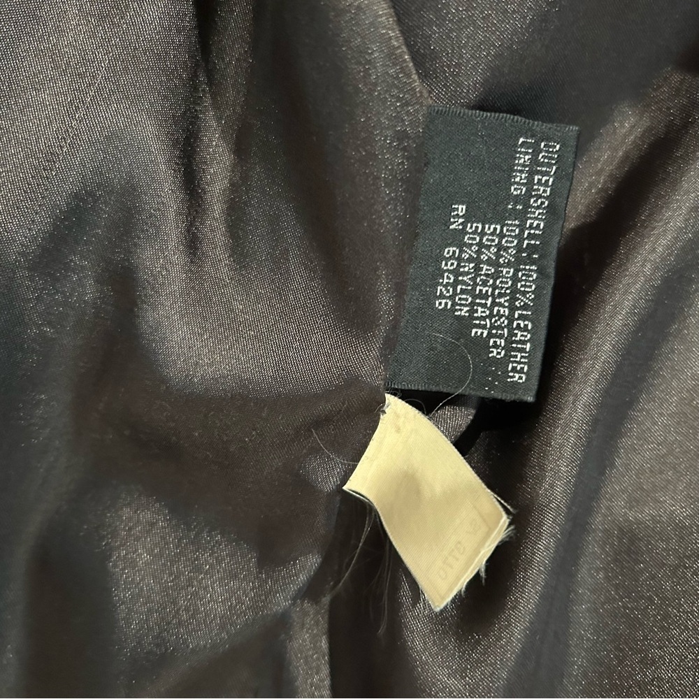 VTG 90s Tannery West Leather Black Brown Belt Collar Zip Jacket Coat Women XL - Picture 14 of 17